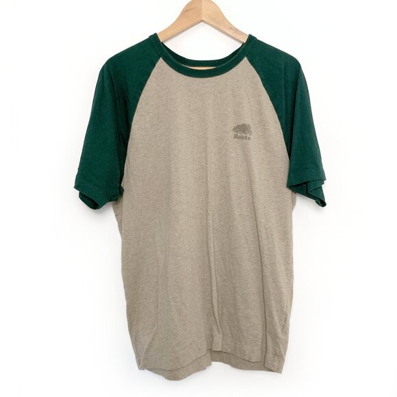 Roots Organic Cooper Blocked T-Shirt (Tan & Green) - Picture 1 of 5